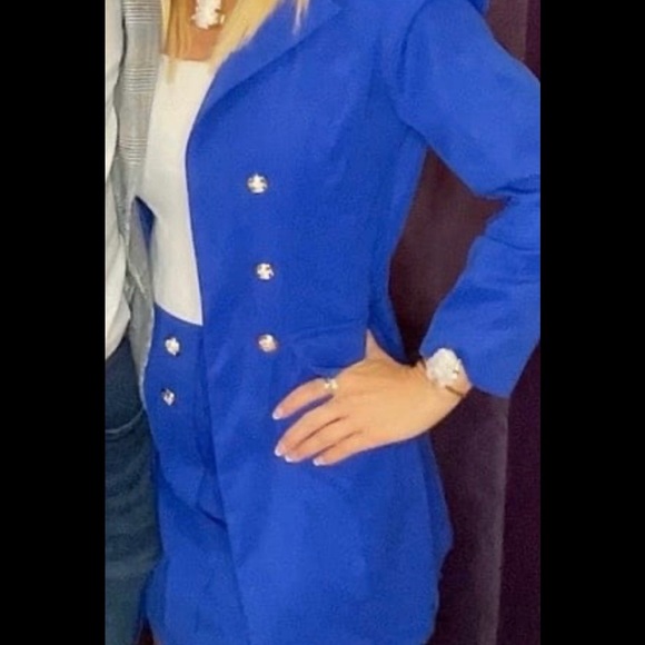 Women's Blue Double-Breasted Blazer - Picture 2 of 2
